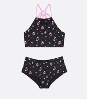 New Look Girls Black Ditsy Floral Bikini Top and Bottom Set